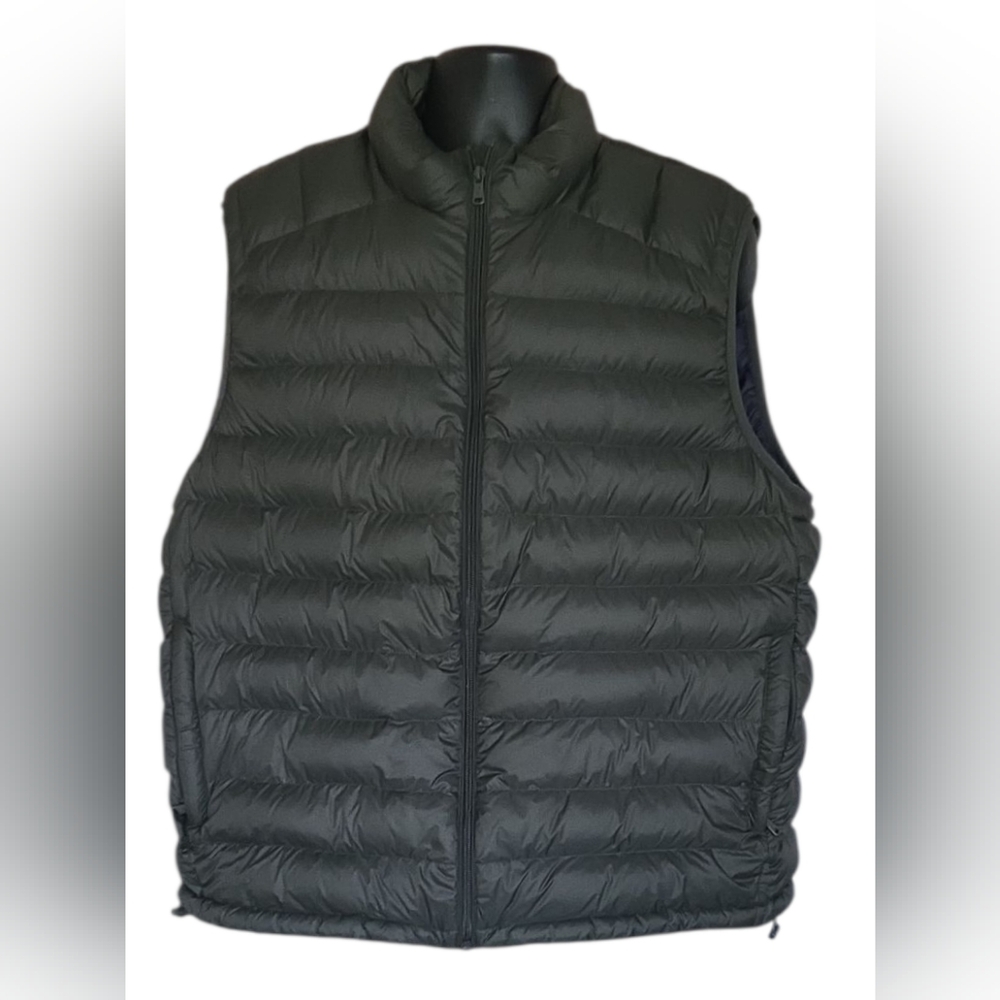 Solaris Packable Real Down Vest Mens XXL Olive Green Puffer Full Zip